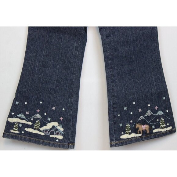 2006 Gymboree Park City Luxe Scenic Lined Hem Jeans sz 5 NWT Flared Pony Cute - Picture 3 of 7